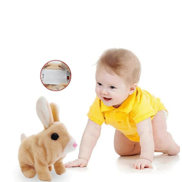 Walking and Talking Rabbit Plush Toy for Kids, Educational Rabbit with Hopping Ears and Twitching Nose [Db] Grey Grey