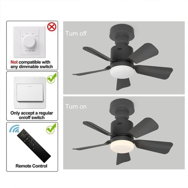 Screw-in Ceiling Fan in Walnut Color – Dimmable LED Fan Lamp (E27) with Remote Control – 4 Speeds and 3 Light Temperatures –