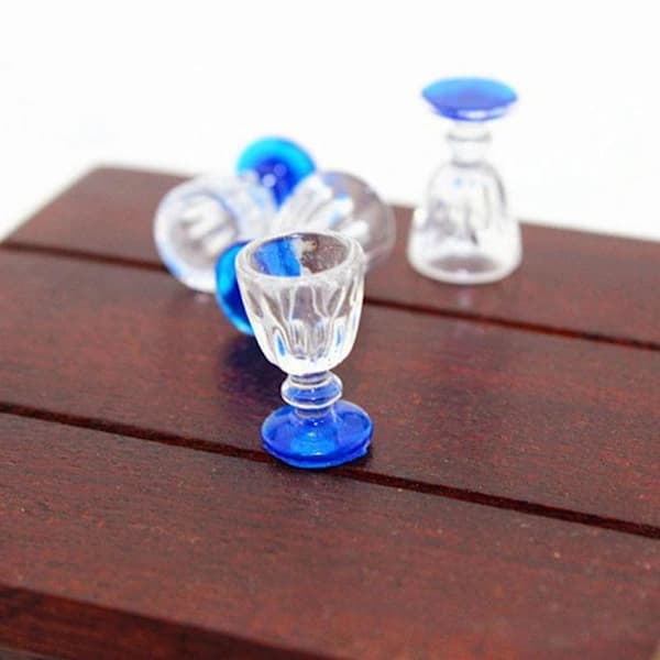 5 st 1:12 Dockskåpskopp Miniatyr Vattenglas Vinglas[XJ]