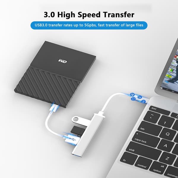 USB 3.0 Hub USB-splitter 4-i-1 Hub med 1 USB 3.0-port og 3 DXGHC