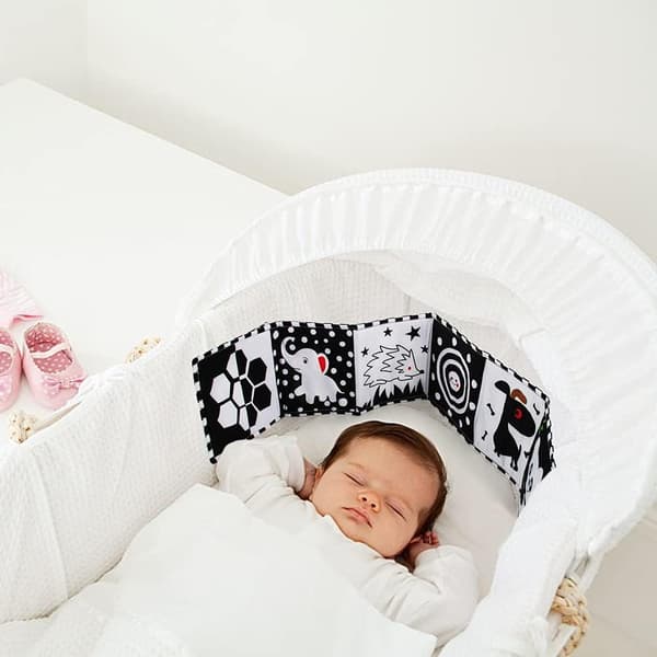 Sort-hvide babysensoriske legetøj med høj kontrast, blød babybog til