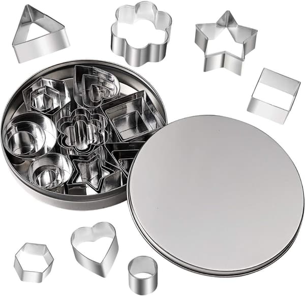 24 stk Mini Cookie Cutter Sæt med Æske, Små Frugt Grøntsags Mini Polymer Lerforme i Rustfrit Stål