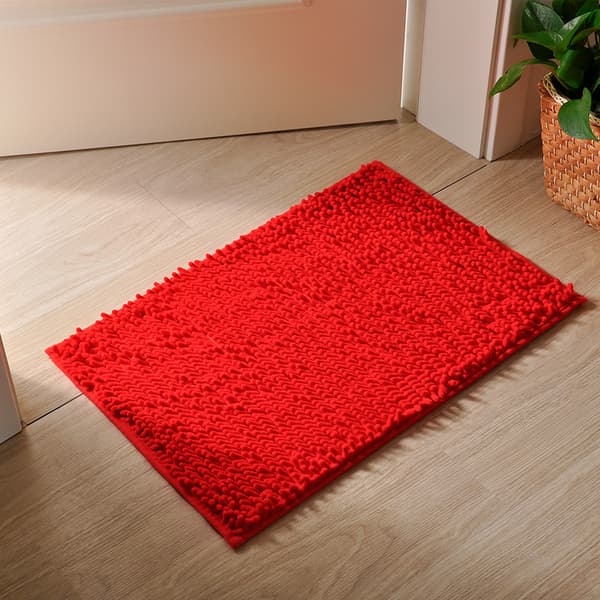 (Red) 40*60cm extra soft plush bath mat shower bathroom mat, thicker