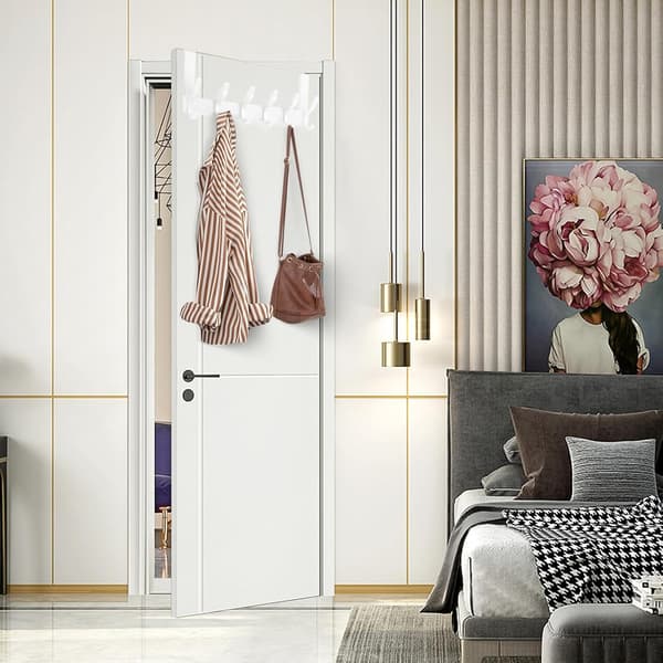 Door Hook Hanger with 6 Hooks, Wall Mounted Coat Rack in Space Aluminum 222