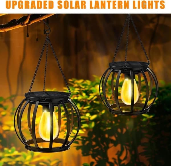 Solcellelamper 2-pak udendørs, hængende LED-lamper i metal til have & terrasse