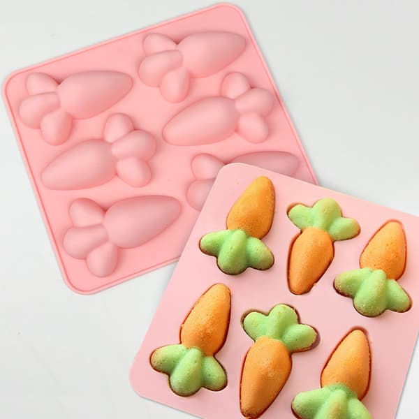 1 Carrot Cake Mold, Six-Hole Carrot Silicone Mold, Cake Baking Ice Cube Mold