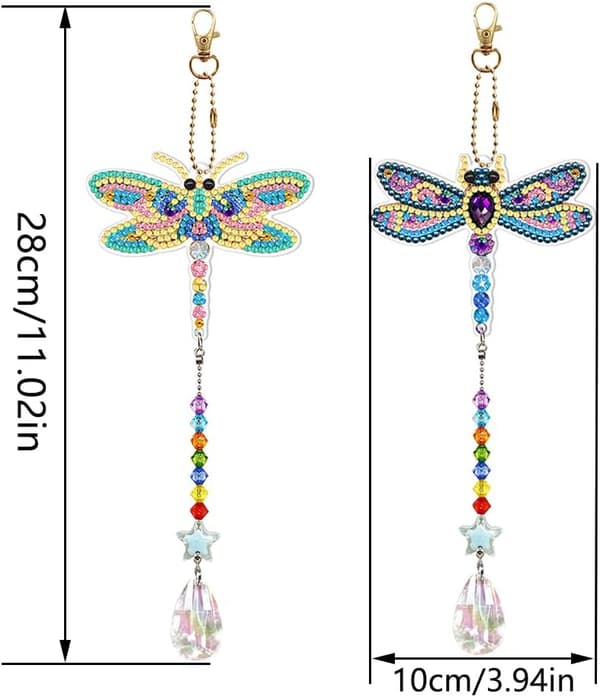 2 stykker Diamantmaleri Nøgleringe, DIY Diamantmaleri Nøglering DXGHC