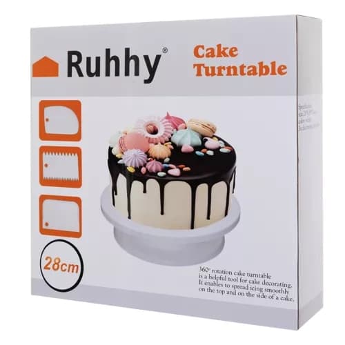 Rotating Cake Stand with 3 Decorating Spatulas – Spinning Cake Turntable for Easy Icing and Smooth Decorating