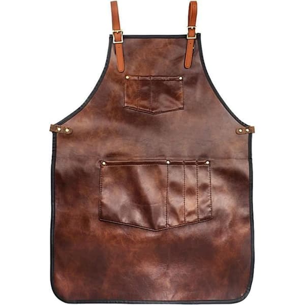 Køkkenforklæde - Læder - Brun - Vandtæt - Justerbart - 78x61cm brown