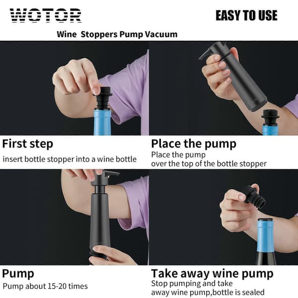 Wine Preserver with 8 Vacuum Stoppers, Wine Stopper, Wine Preserver, Reusable Bottle Sealer Keeps Wine Fresh