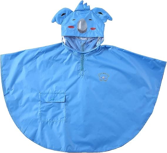 Lettvekts regnjakke for småbarn, flaggermusponcho/kappe med hette 4-7 år