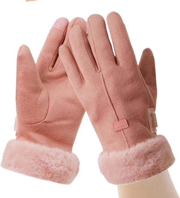 opvarmede handsker skridsikre touchscreen-vanter pink - Rosa
