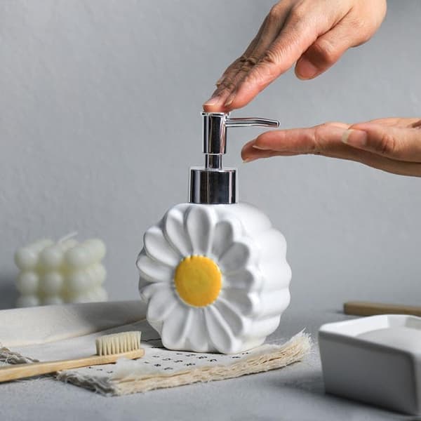Daisy såpedispenser keramisk flytende lotionflaske, 270 ml