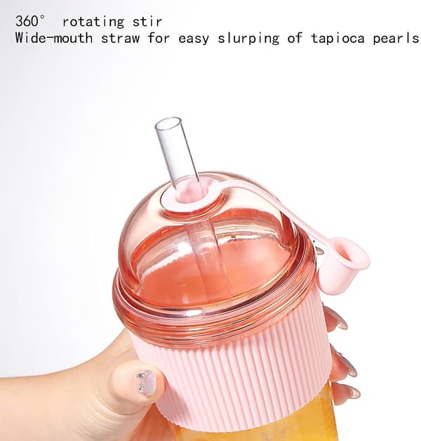 Generiska glas med sugrör 520 ml Estetik mat rosa - Rosa