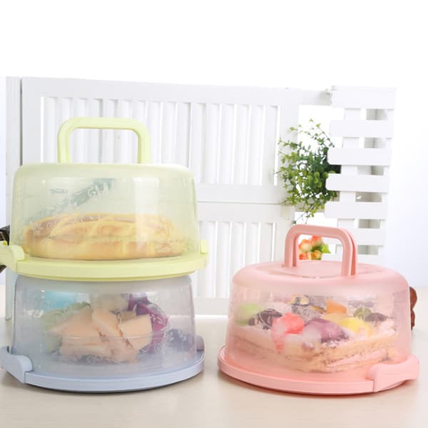 Portable Cake Box with Handle Multifunctional Food Fruit Storage Box Practical Organizer Pink Pink