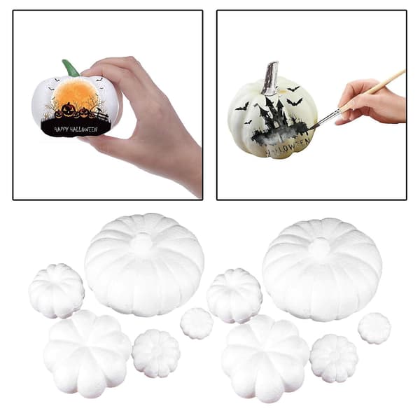 2x Halloween Artificial Pumpkins Styrofoam Decoration Table Photo Props 5 Sizes 10pcs