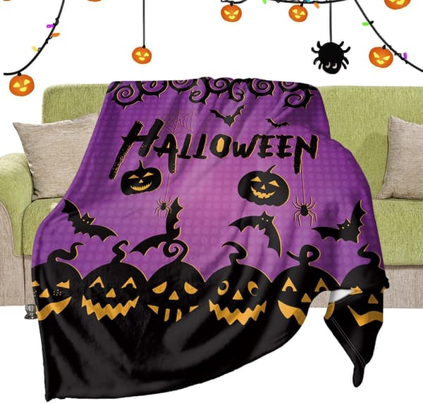 Efterårs-kastetæppe 100 x 150 cm Halloween fluffy flanel tæppe -