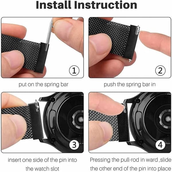 Metal Mesh Watch Strap, Replacement Strap with Magnetic Clasp, 20mm