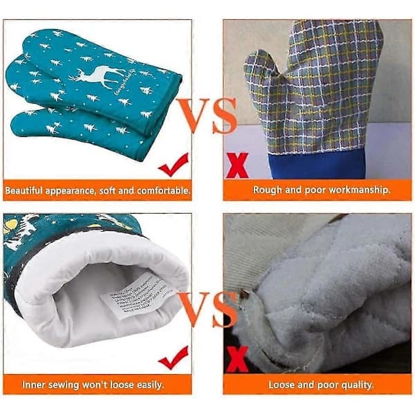 Varmebestandige ovnhandsker 1 par bløde åndbare madlavningshandsker i polyester til hjemmebagning grillning katteprint medium