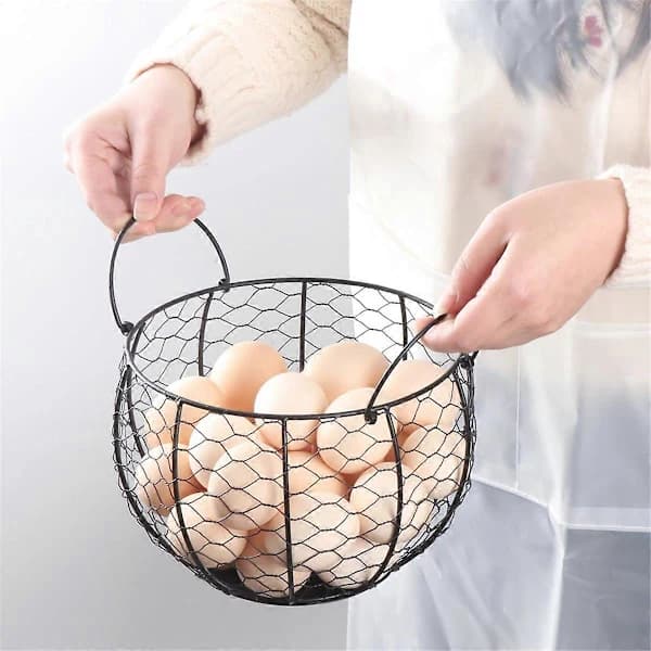 Trådkurv for eggsamling, Eggkurv for ferske egg, modell A Svart