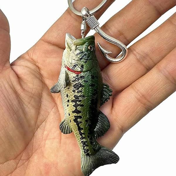 Basfisk nyckelring för herrars 3D-ryggsäcksetiketter -