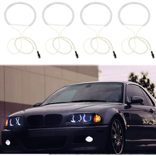 4 stk hvite CCFL LED-frontlys øyne Halo Ring DRL blinklys for E36 E46 E39 E38