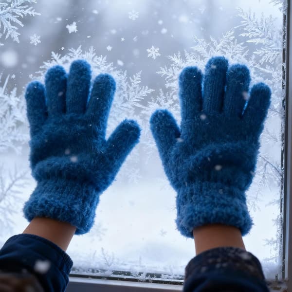 Barnehansker, helfinger, snøutstyr, blå Blau