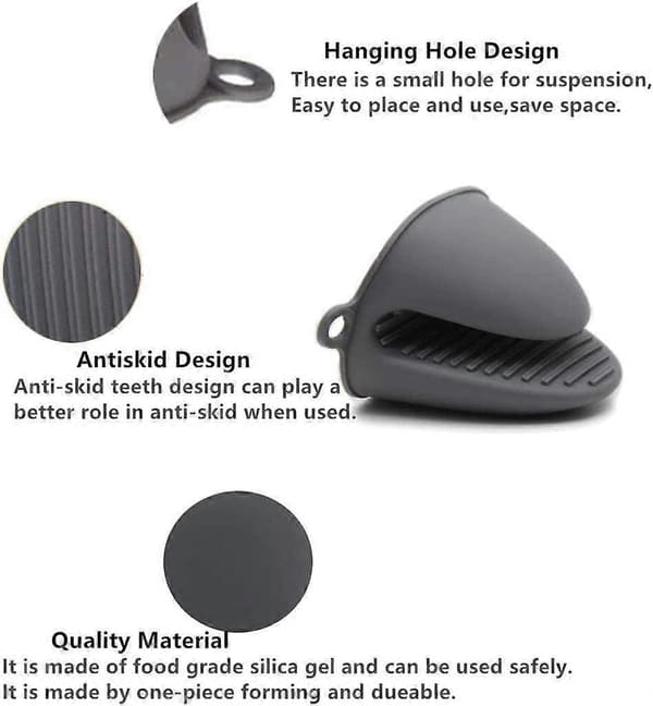 Thick Silicone Pot Holders Heat Resistant for Cooking, Baking, Grilling and BBQ (Grey)