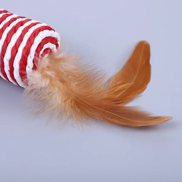 Cat Feather Toy Scratch-Resistant Paper Rope Multifunctional Interactive Cat Roller Toy for Cats