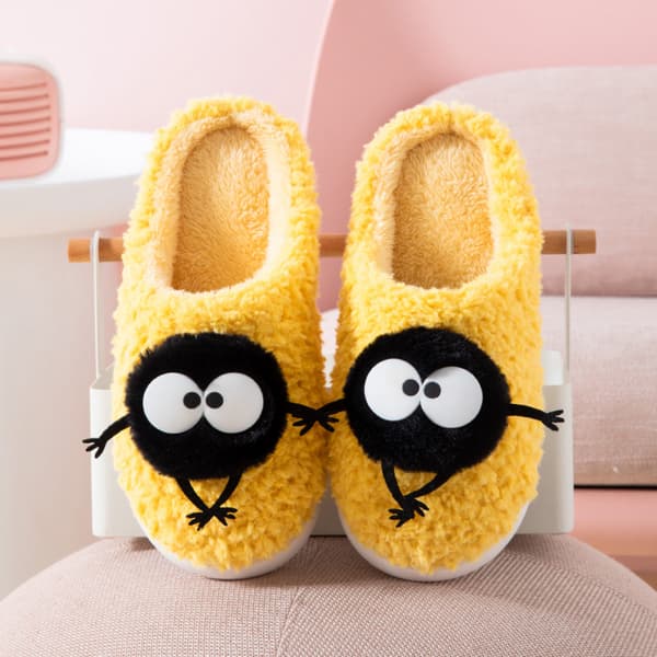 Søde hjemmesko til kvinder og mænd vinter varme memory foam bomuld hjemmesko bløde plys fleece slip-on hus (37-38)