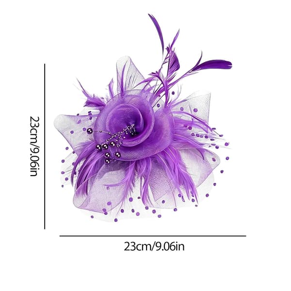 Fascinator til kvinder, pandebånd med blomster og slør lilla - violett