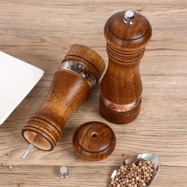 2-pack (antique) salt and pepper grinders, large capacity salt
