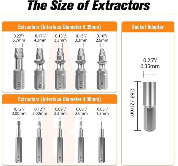 Screw Extractor Set, 22 Pieces HSS 4341 Alloy Steel Upgraded