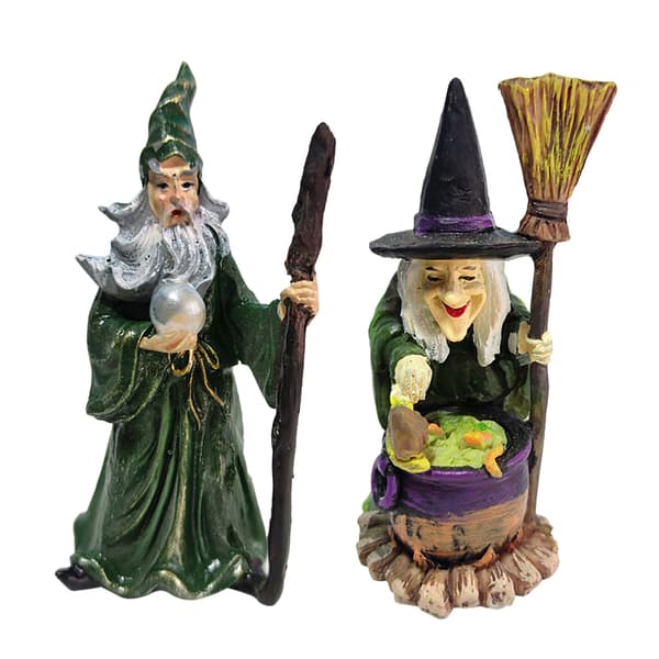 Liten Halloween-figur i harpiks, trollmann-heks-pynt til skrivebordsdekorasjon – FX – En trollmann A wizard