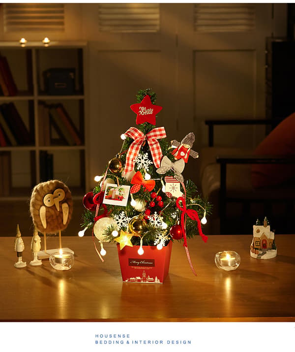 Decorative Christmas Tree, Artificial Tabletop Tree With LED Decoration