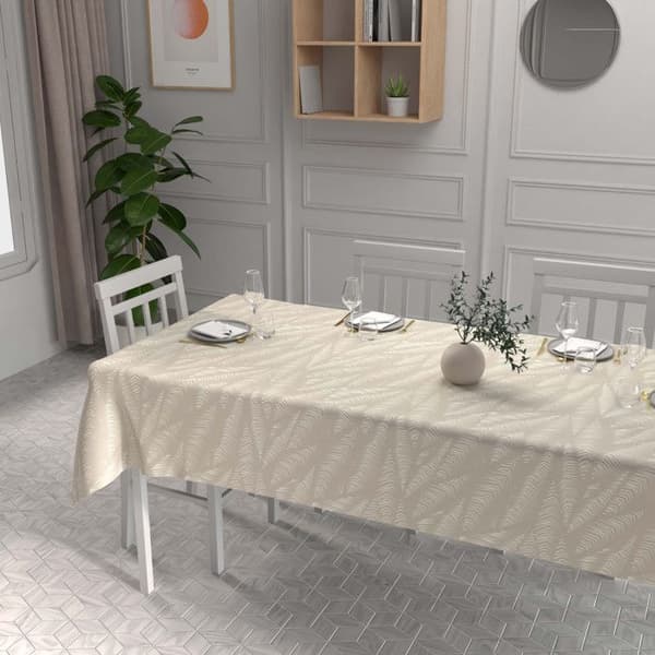 Trykt flekkavvisende duk rektangulær 140X240 cm LUMINIS, fra Soleil d'Ocre Ecru