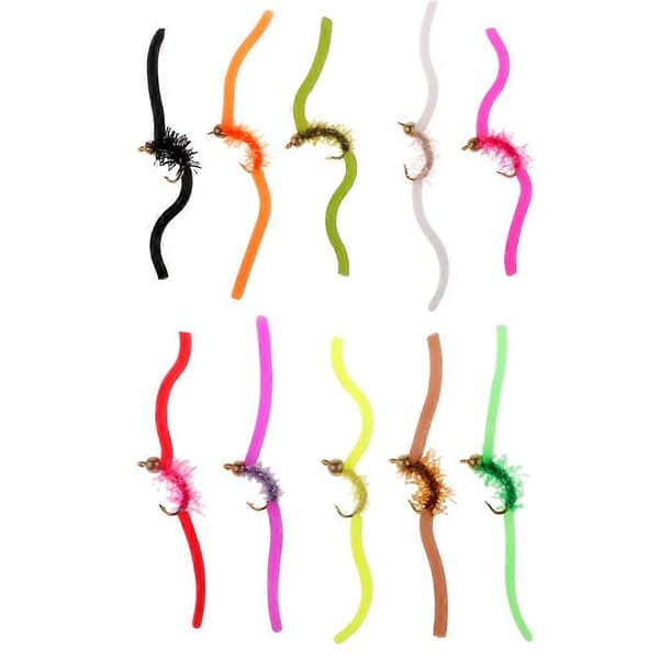 5 stk San Juan Squirmy Wormy Ørred Orm Flue Sortiment Fluefiskeri Pakke 1 7cm Pack 1 7cm