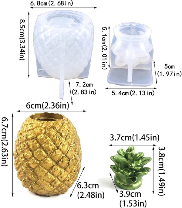 Ananasbeholderform - Ananas silikoneform Epoxidharpiksform stor