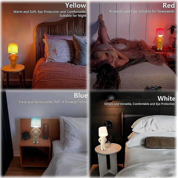 Creative Lamp Naughty Boy Shy Man Small Night Light Home Decor EU Plug Dd.-FA6- Red Red