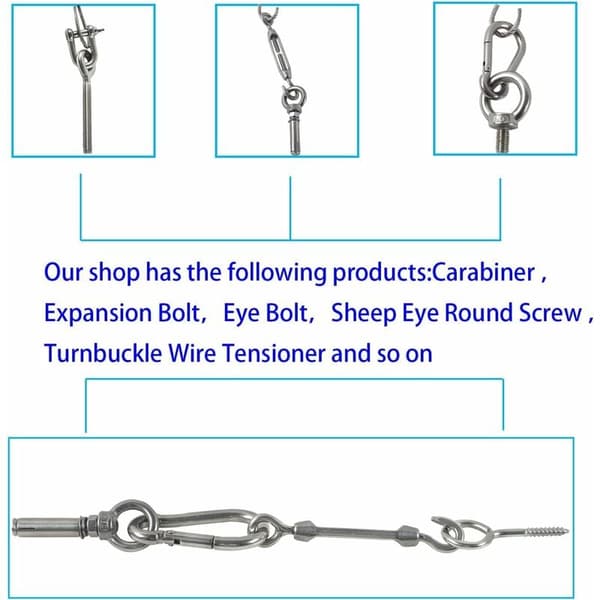 Rustfritt stål 304 M5X10 øyebolt med utvendig gjenge - 10 stk for maritim løfting