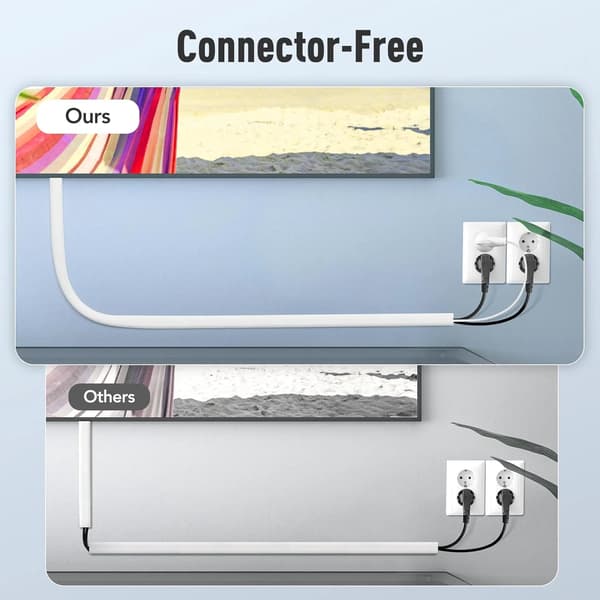Flexible PVC Cable Raceway Cord Hider, Self-Adhesive Wall Cable Cover for Pet Cord Protection, 78 Inches, White