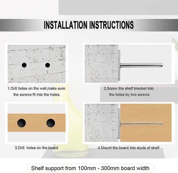 6 Pieces Metal Floating Shelf Brackets, 3 Inch Hidden Brackets Support Floating Shelf Hidden Brackets for Wall Mounting TY
