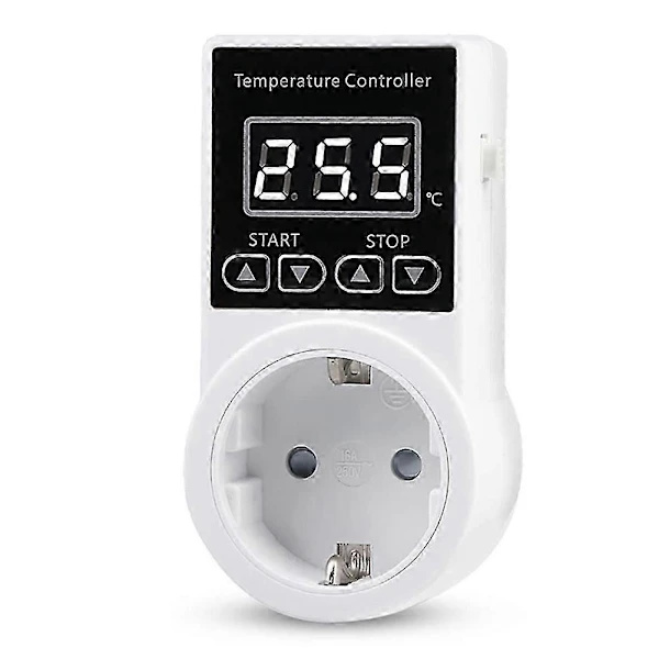 1 pc Thermostat Socket with Sensor, Digital Temperature Controller Socket, Waterproof Temperature Switch EU Plug