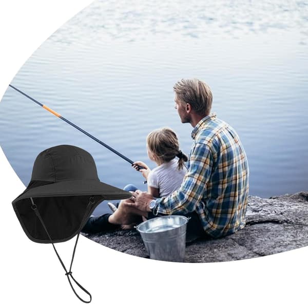 Bred skygge, justerbar og med ventilationsåbninger, nakke beskyttelse inklusive sort - Schwarz