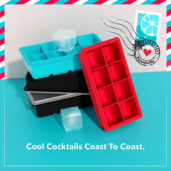 Slow Melting Large Ice Cubes, Flexible Food Grade Silicone Ice Mold, Stackable Ice Cube Trays with Removable Lid, 2 Pack, BPA Free, Non-Stick