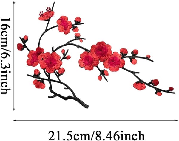 lapper med blomsterbroderi, 4 stk, dekorative blommeblomst stk rød - 4 Stück rot
