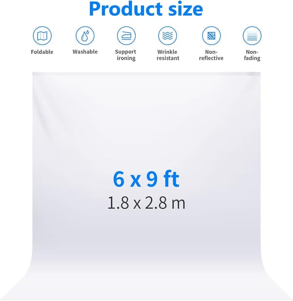 1,8x2,8m valokuvastudio tausta, läpinäkyvä, kokoontaittuva musliini