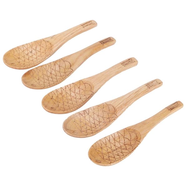 5 Pcs Wooden Rice Spoons, Innovative Fish-Shaped Carving Soup KLB