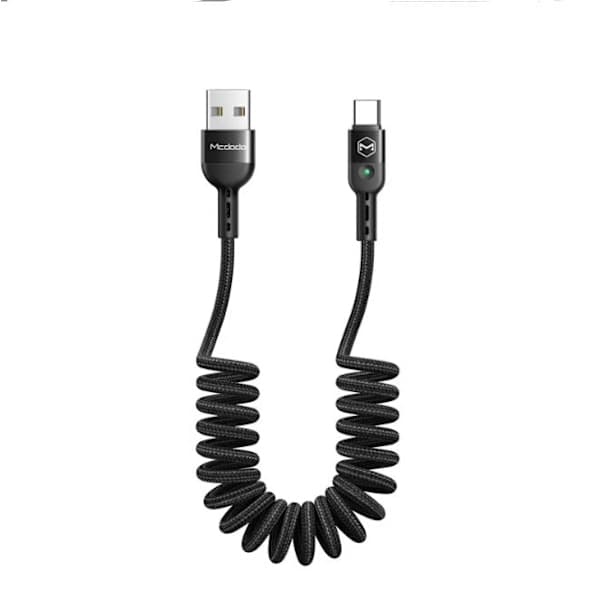 Spiralkabel USB Type-C, USB-kabel med indragningsfunktion, USB Type-C