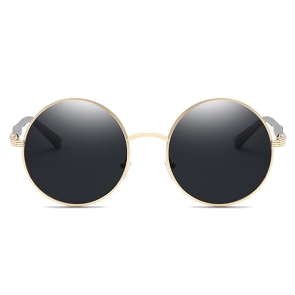 Sorte runde solbriller i guld med mørke glas Retro sort sort